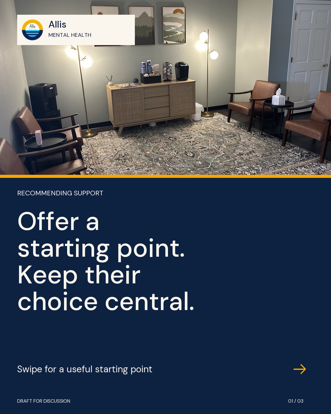 Allis carousel 1 of 3. Offer a starting point. Keep their choice central.